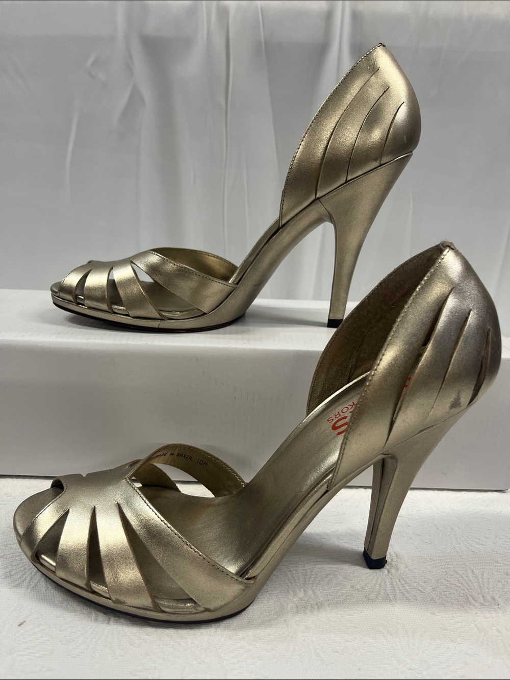 Women's Metallic Gold Peep-Toe Heels